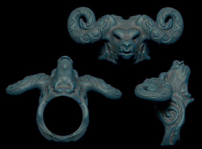 Buffalo silver ring 3D print model