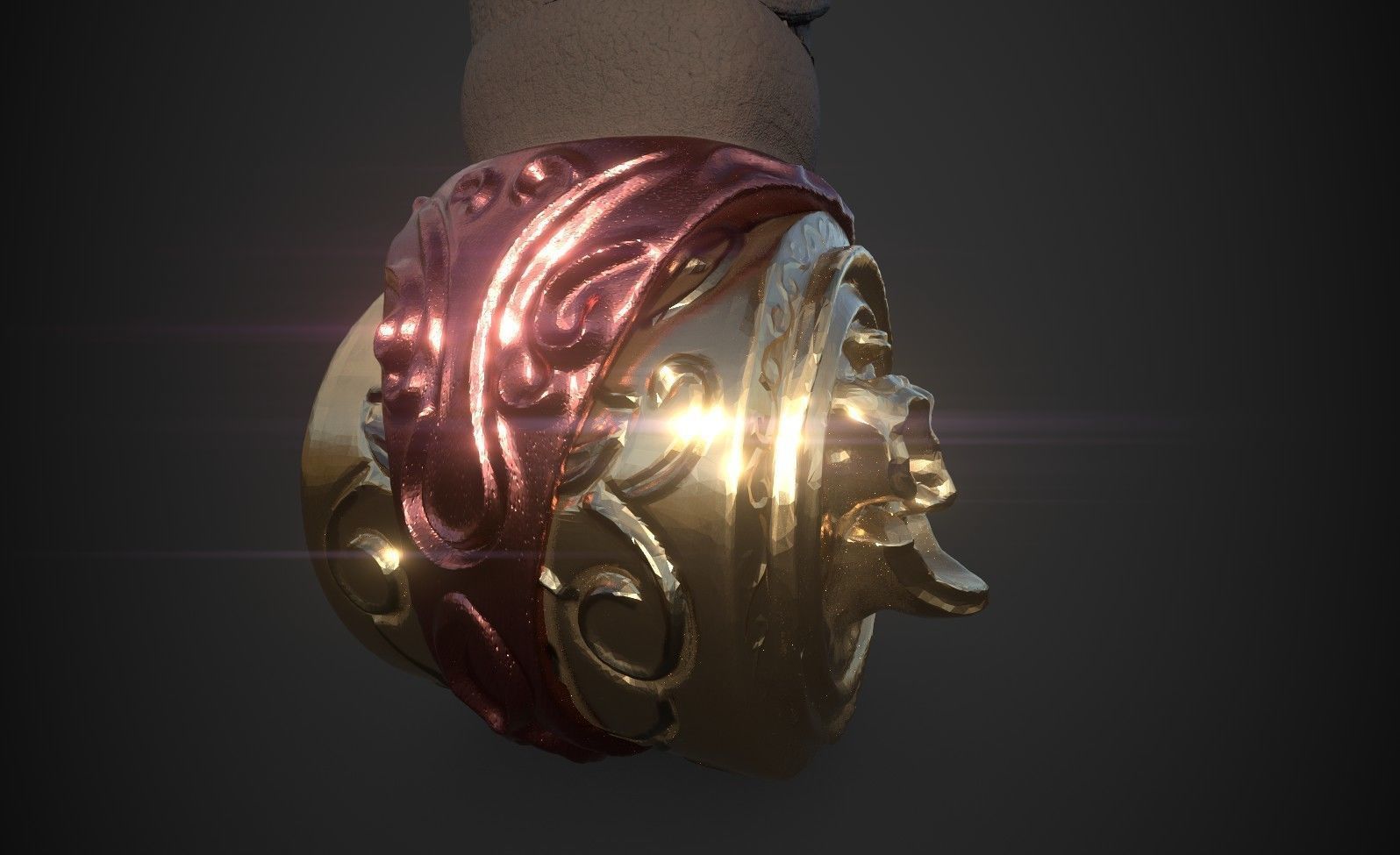 Dagger golden sword 3D model_3