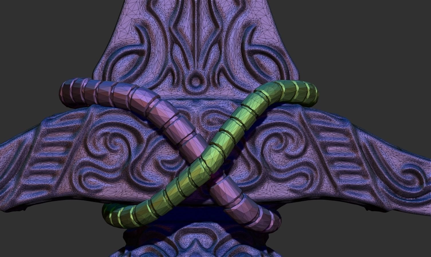 Dagger golden sword 3D model_5