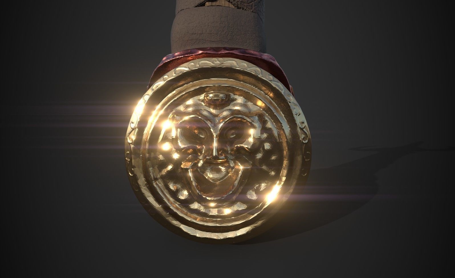 Dagger golden sword 3D model_2