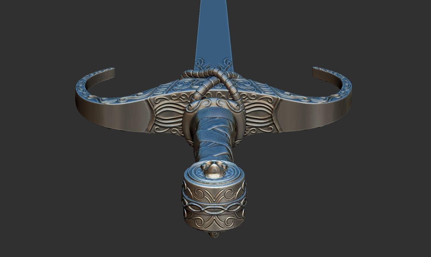 Dagger golden sword 3D model_4