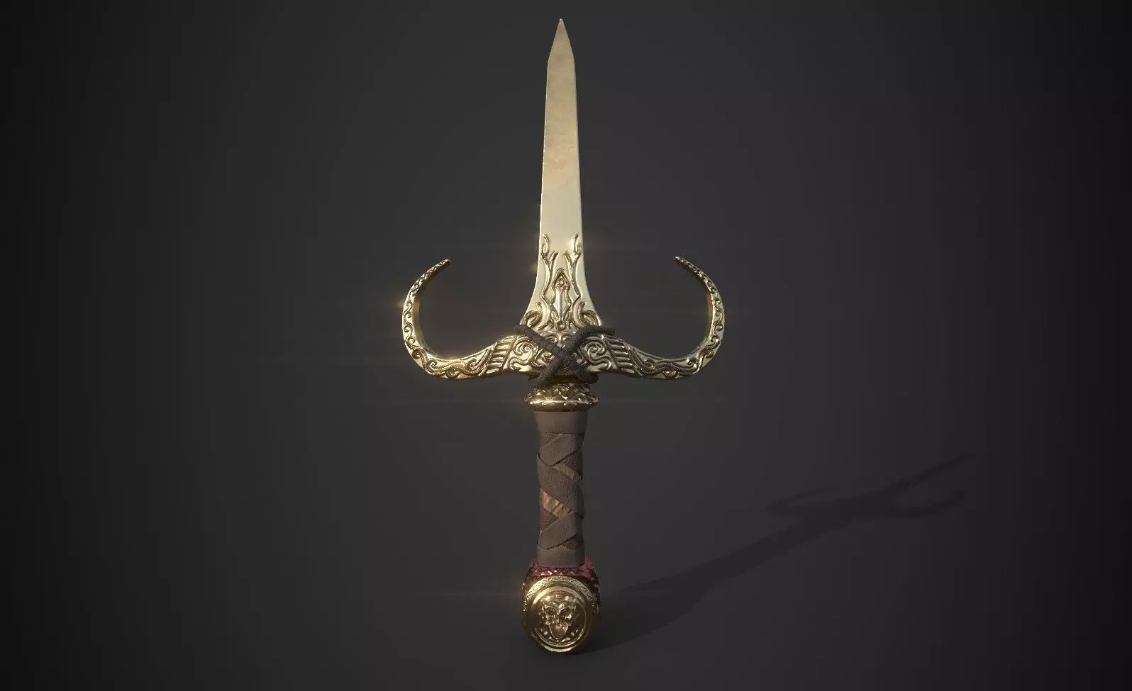 Dagger golden sword 3D model_0