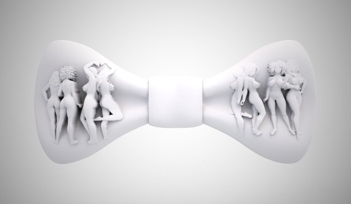 Bowtie bow tie with women 3D print model_9