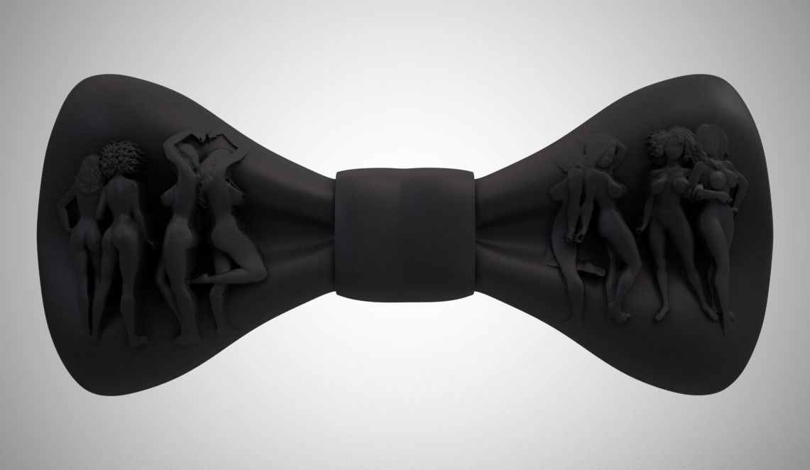 Bowtie bow tie with women 3D print model_7