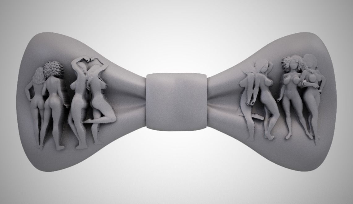 Bowtie bow tie with women 3D print model_8