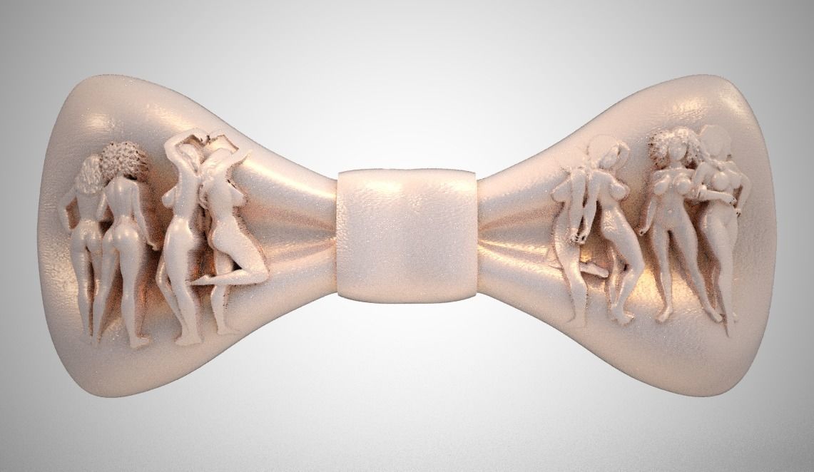 Bowtie bow tie with women 3D print model_2