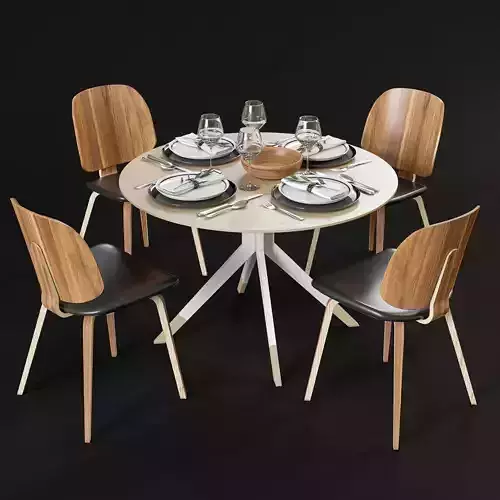 Dining table and chairs 3D model