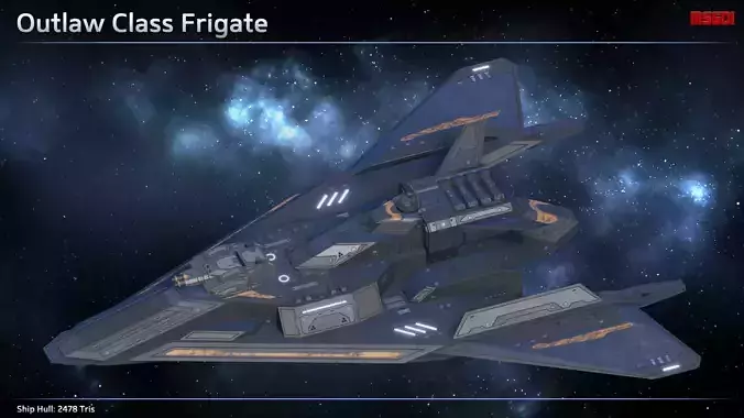 Spaceship Frigate Outlaw Low-poly 3D model