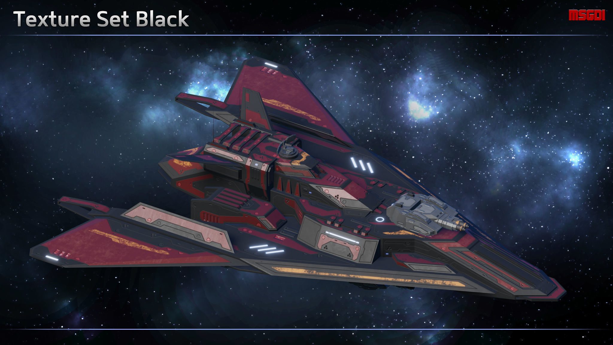 Spaceship Frigate Outlaw Low-poly 3D model_5