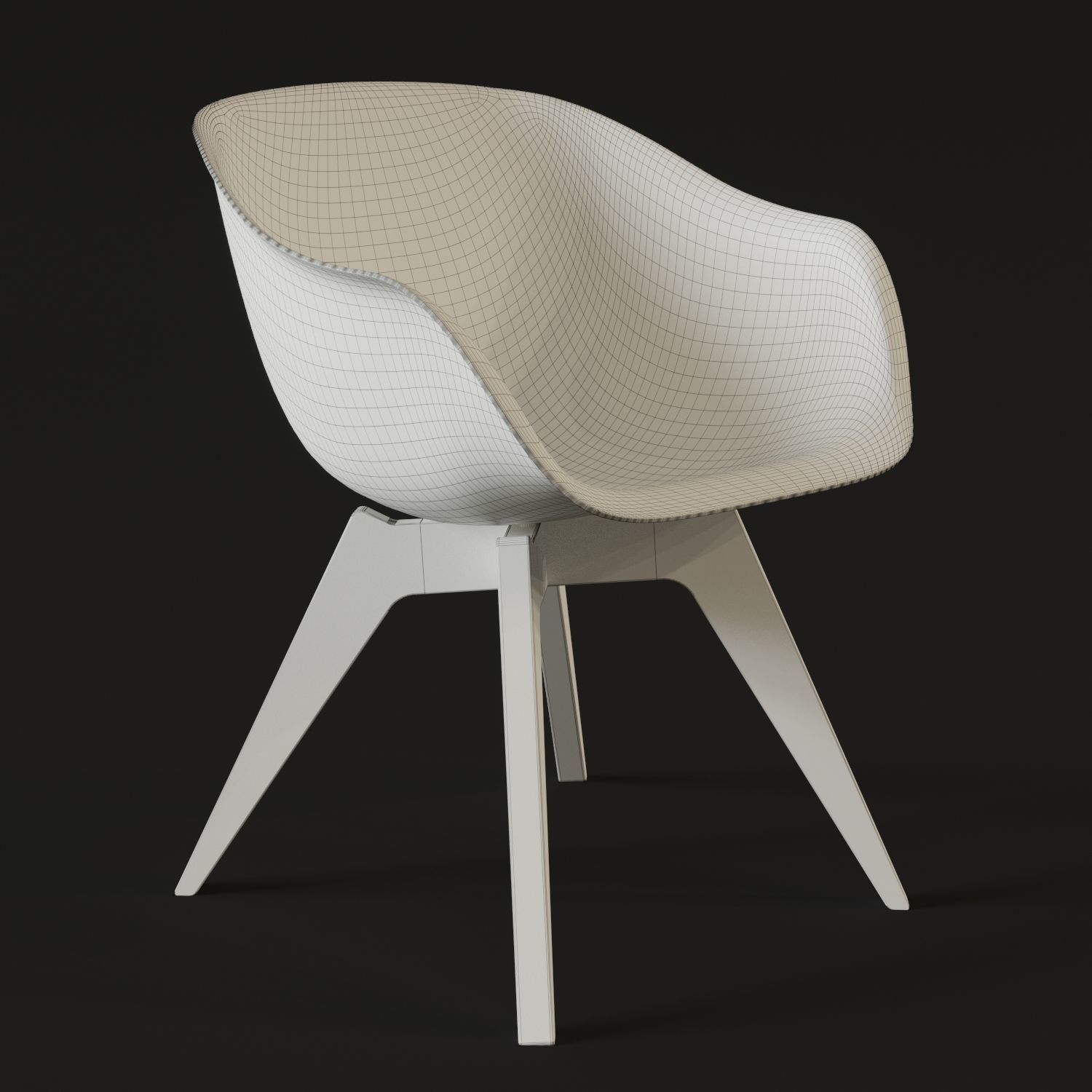 Dining table and chairs and serving 3D model_4