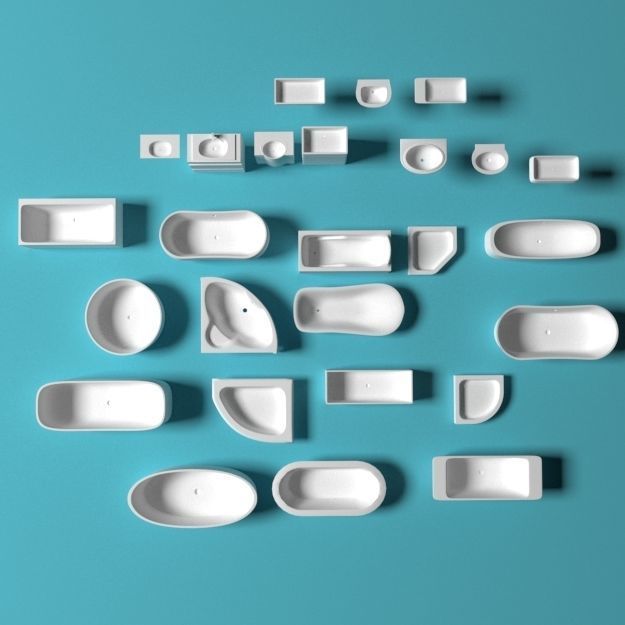 Bathtubs and sinks Low-poly 3D model_1