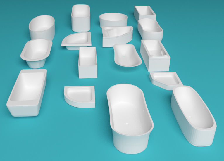Bathtubs and sinks Low-poly 3D model_2