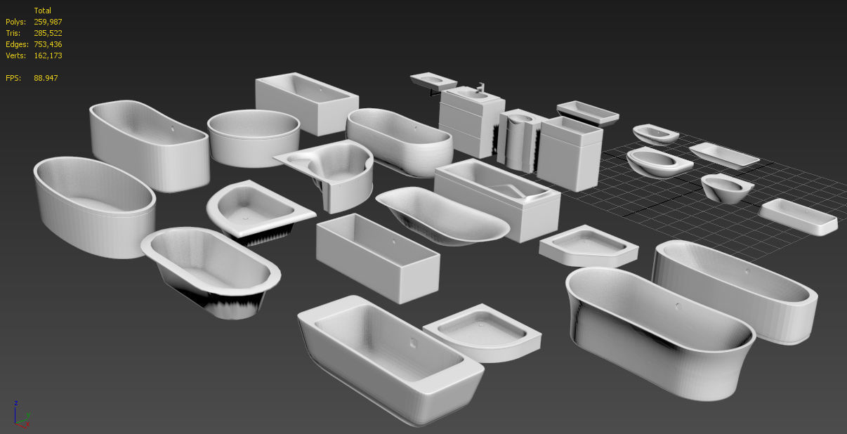 Bathtubs and sinks Low-poly 3D model_4