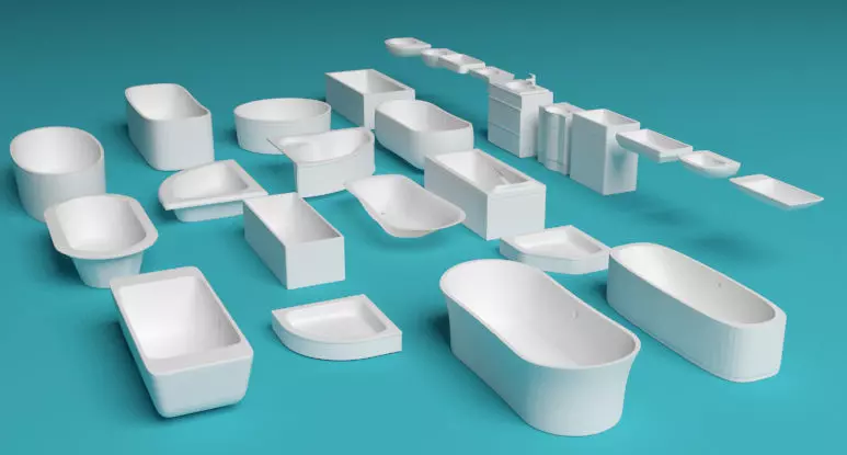 Bathtubs and sinks Low-poly 3D model_0