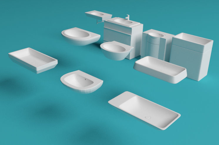 Bathtubs and sinks Low-poly 3D model_3