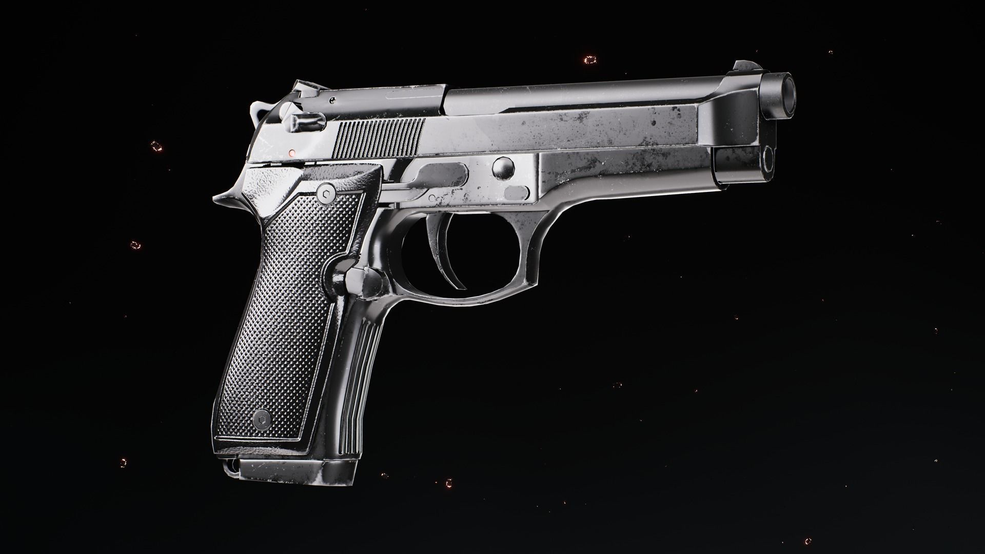 Beretta M9 Low-poly 3D model_10