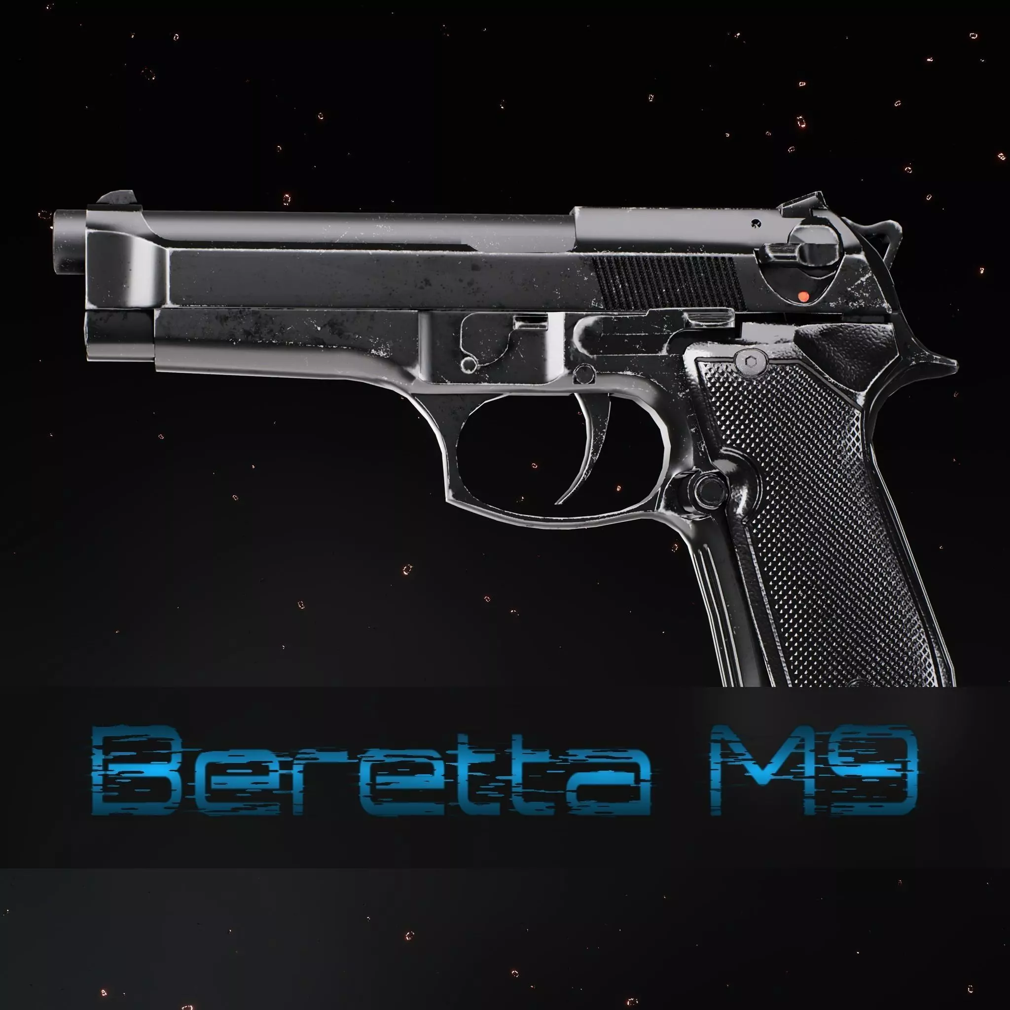 Beretta M9 Low-poly 3D model_0