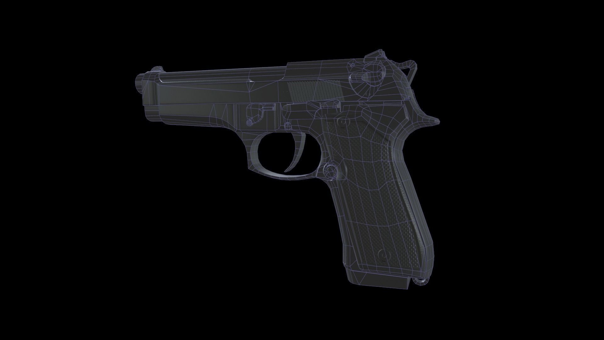 Beretta M9 Low-poly 3D model_12