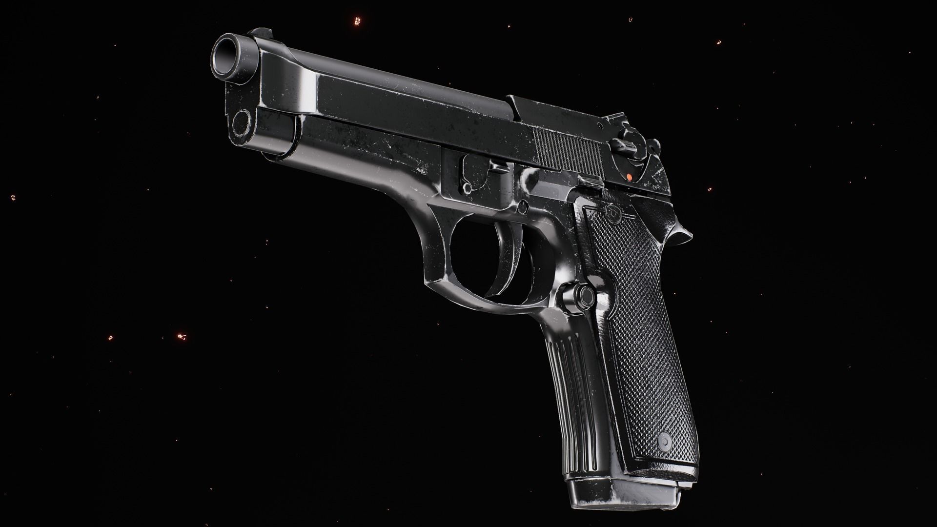 Beretta M9 Low-poly 3D model_2