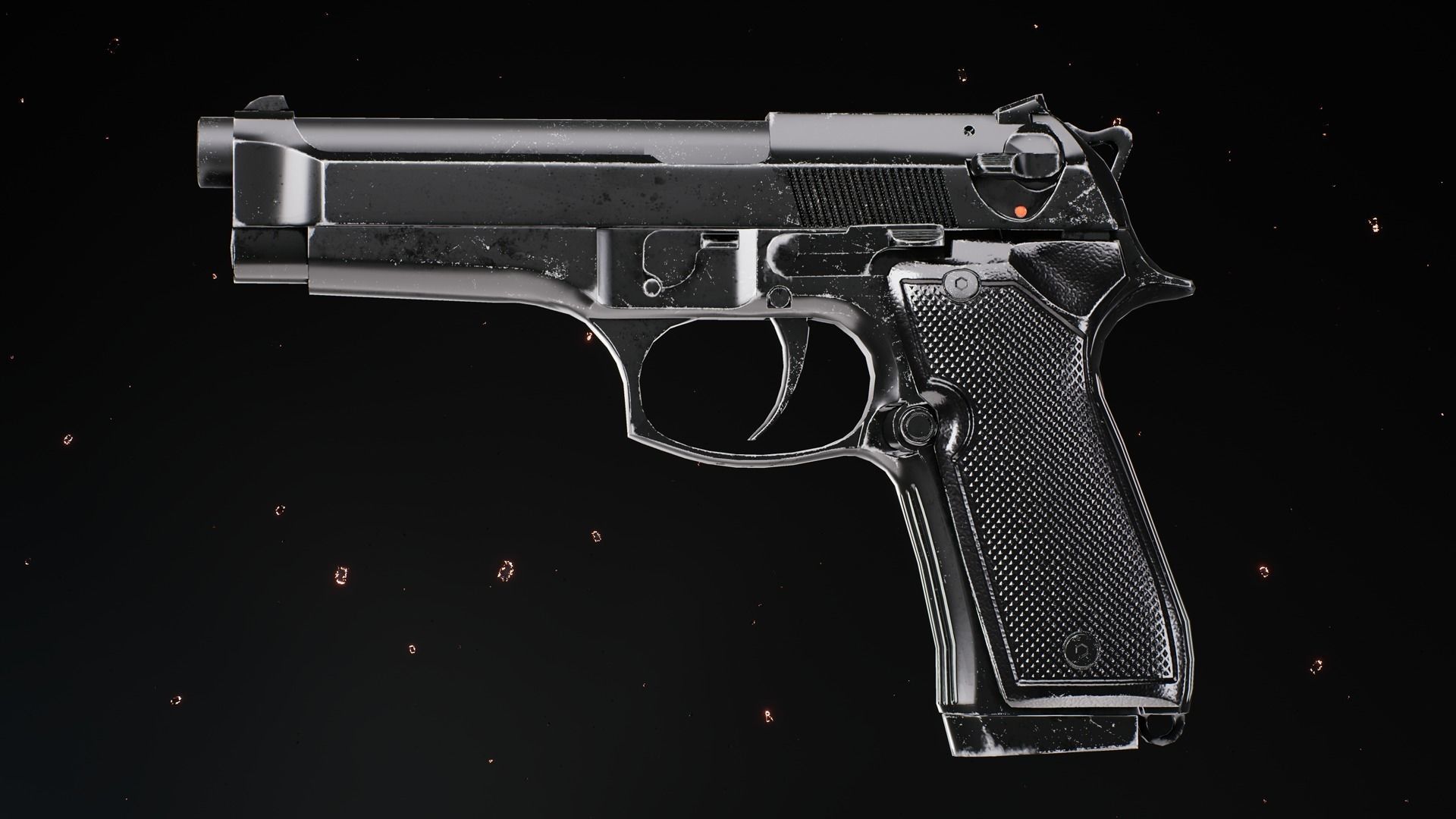 Beretta M9 Low-poly 3D model_1