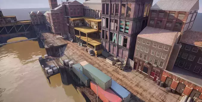 Industrial District Modular Pack Low-poly 3D model