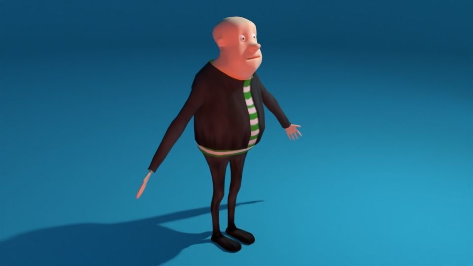 Character cartoon man in suit and tie Free low-poly 3D model_1