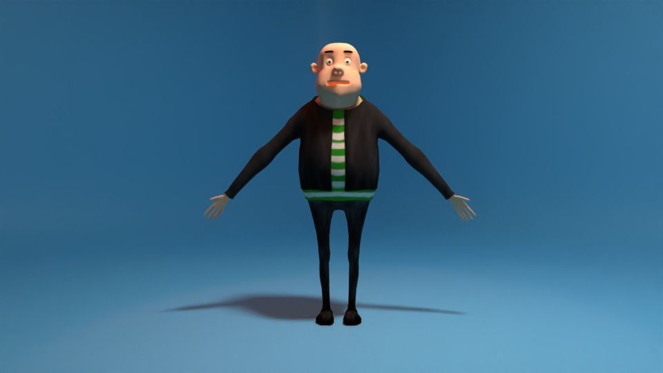 Character cartoon man in suit and tie Free low-poly 3D model_7