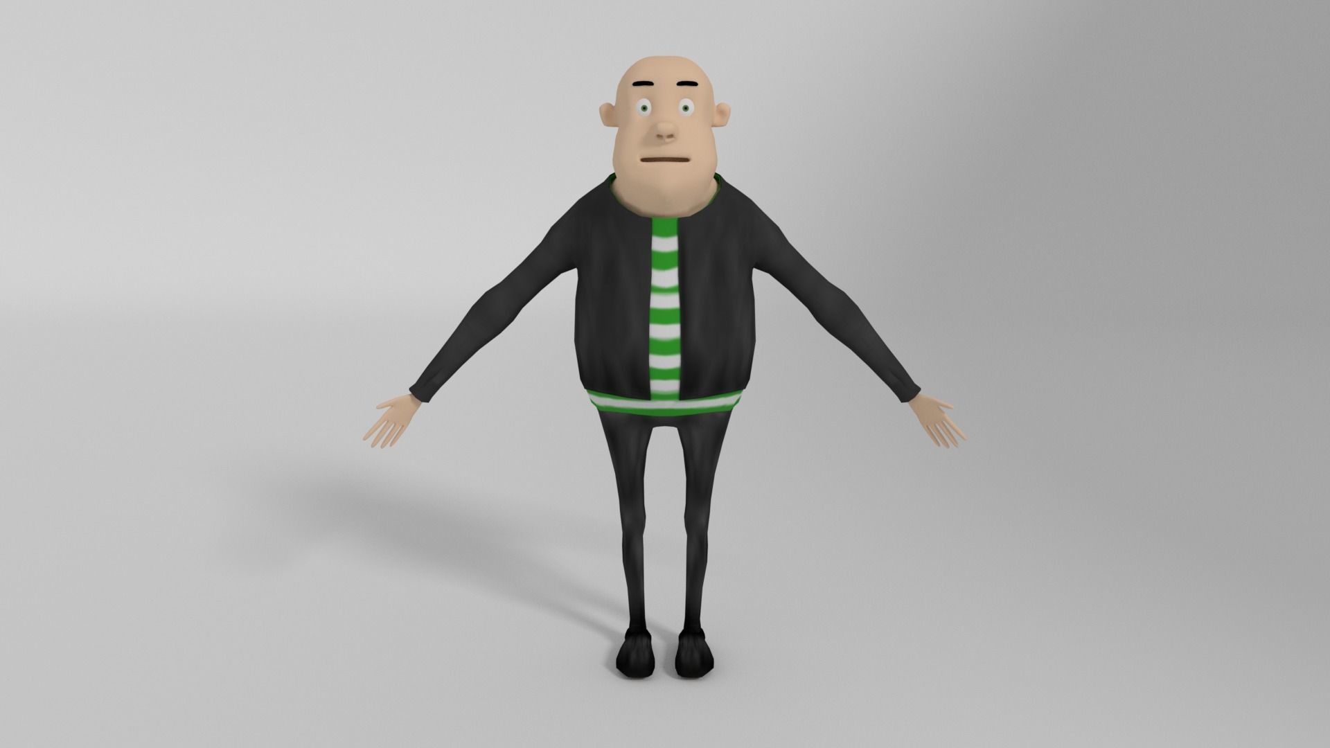 Character cartoon man in suit and tie Free low-poly 3D model_8