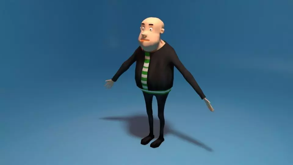 Character cartoon man in suit and tie Free low-poly 3D model_0