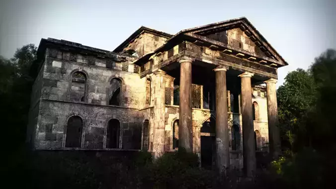 Mausoleum building with columns and arches 3D model