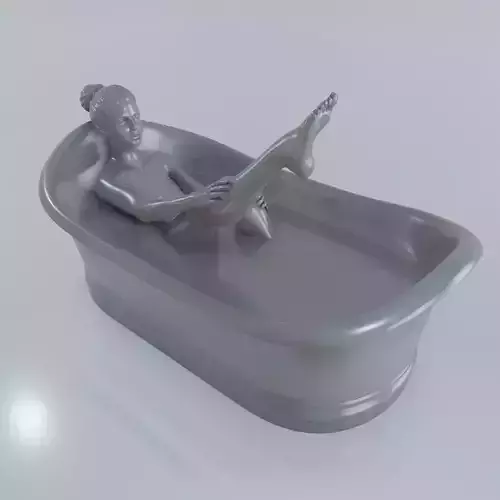 The nude girl in the bath