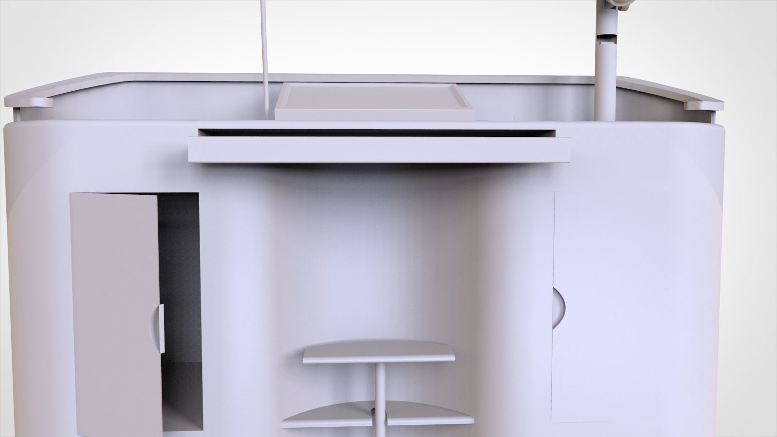 wooden Office table 3D model_10