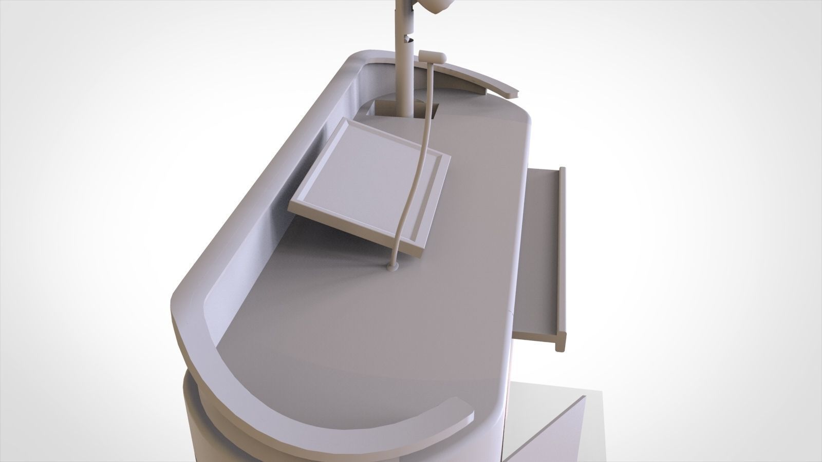 wooden Office table 3D model_8