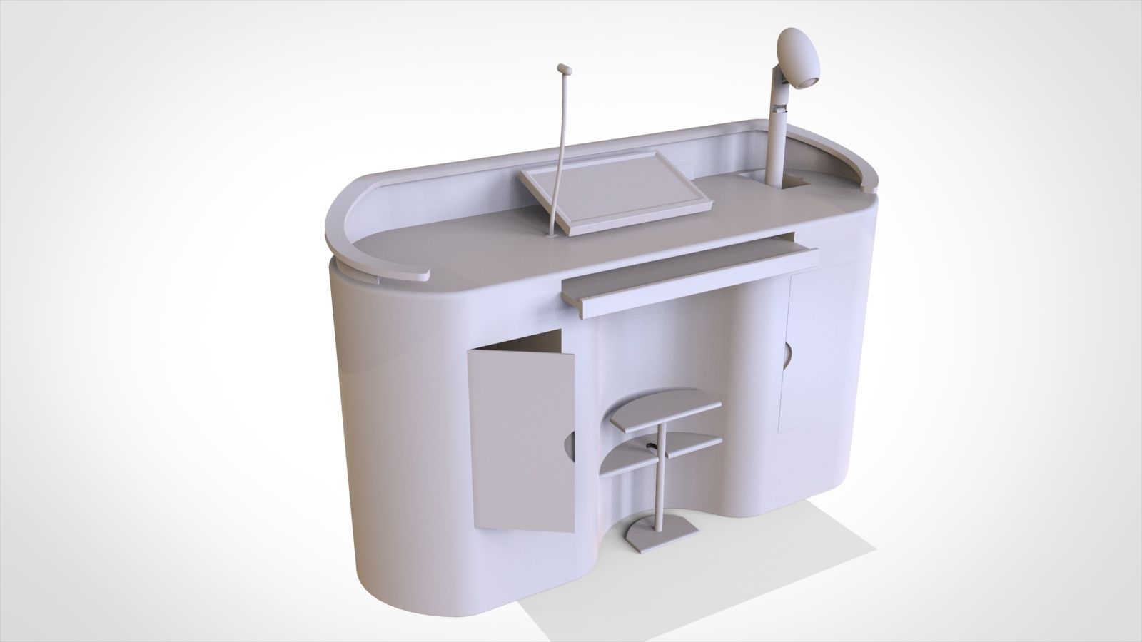 wooden Office table 3D model_6