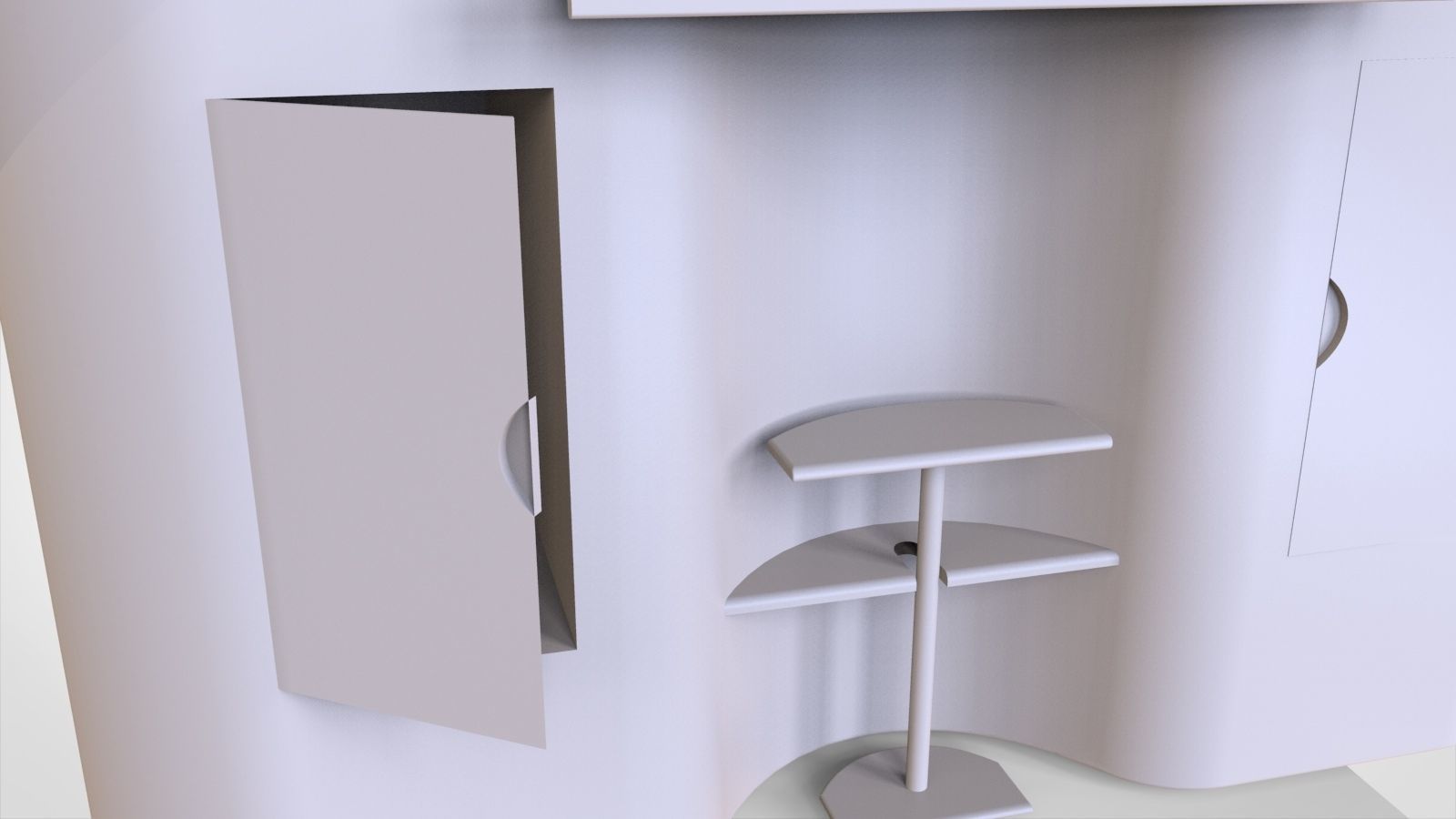 wooden Office table 3D model_11
