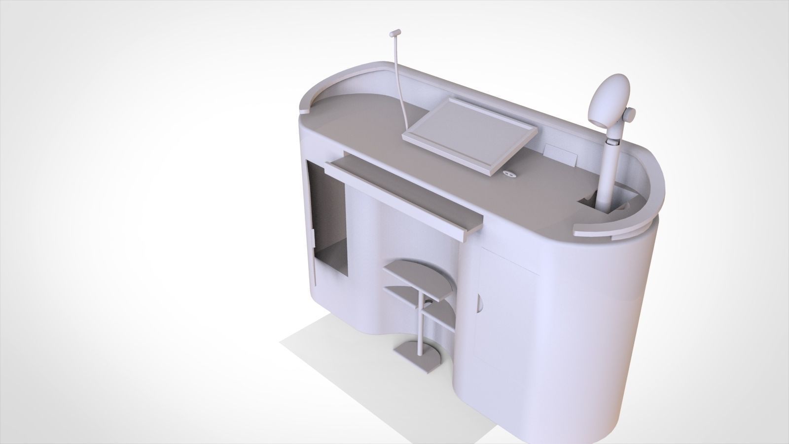 wooden Office table 3D model_2