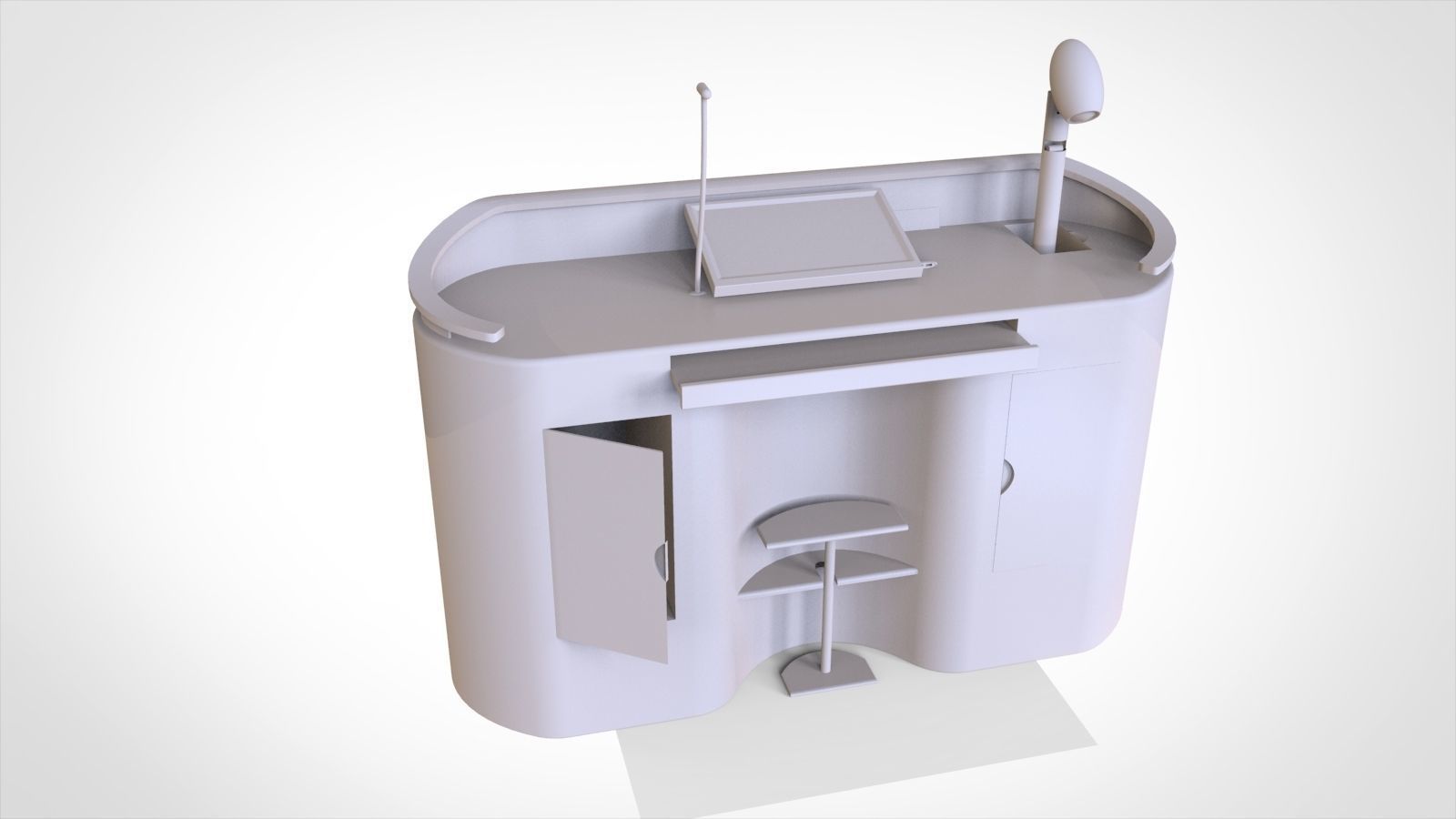 wooden Office table 3D model_1