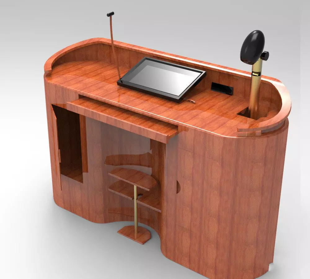 wooden Office table 3D model_0