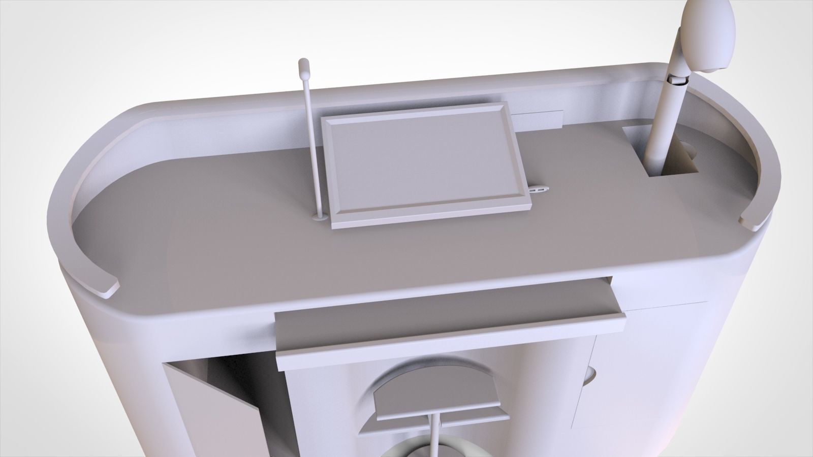 wooden Office table 3D model_7