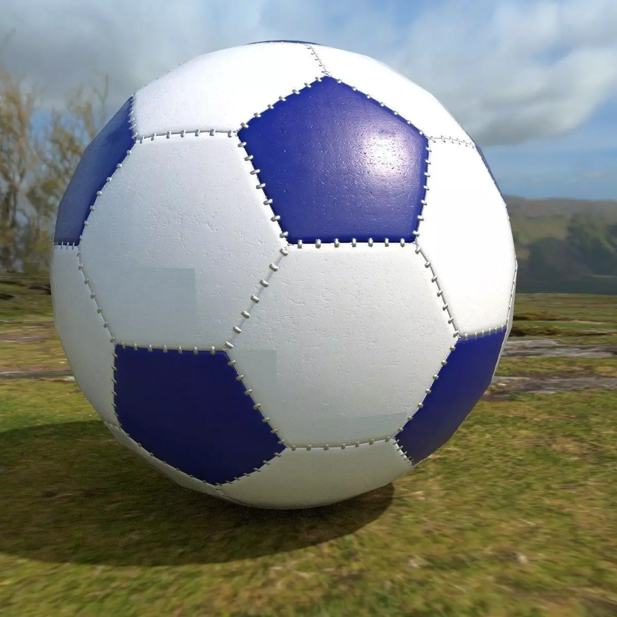 Soccer ball scratched PBR  Low-poly 3D model_0