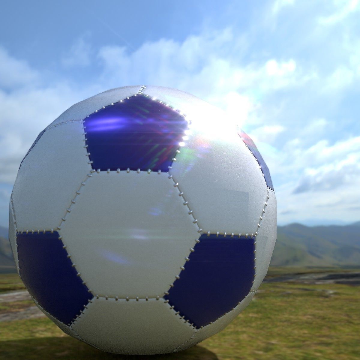 Soccer ball scratched PBR  Low-poly 3D model_2
