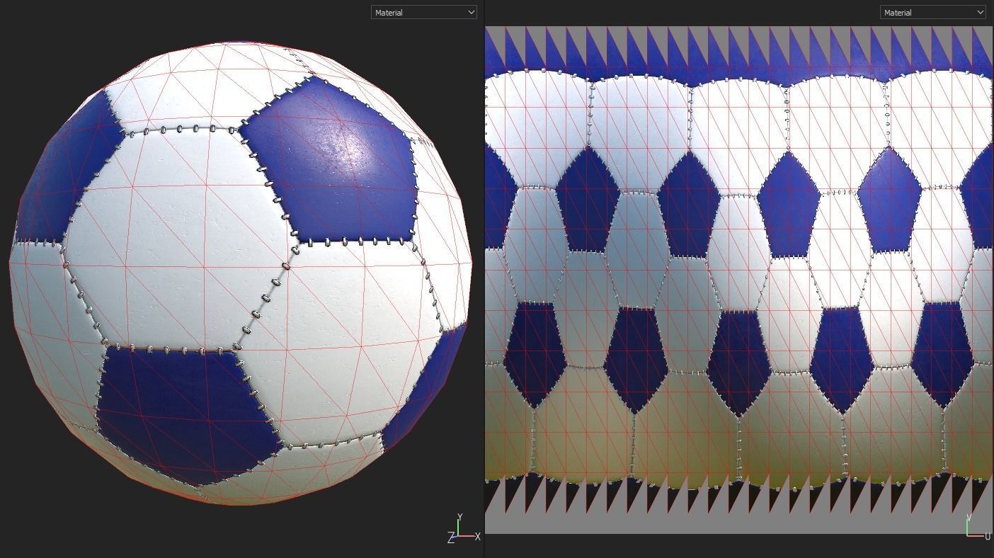 Soccer ball scratched PBR  Low-poly 3D model_4