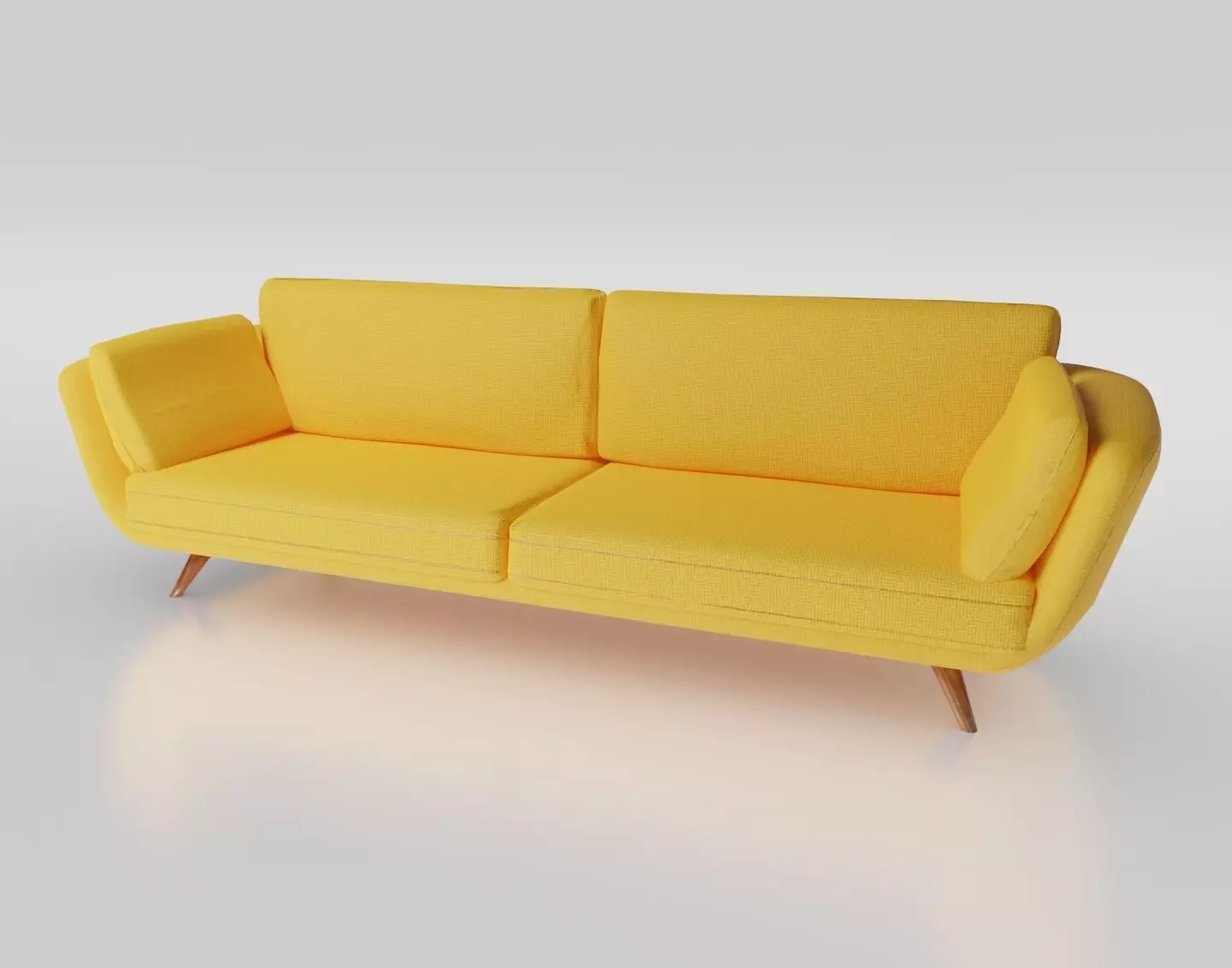yellow couch Low-poly 3D model_0