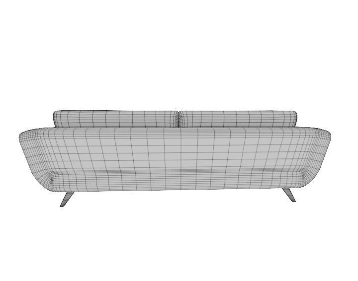 yellow couch Low-poly 3D model_1