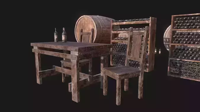 Wine Cellar Pack Low-poly 3D model