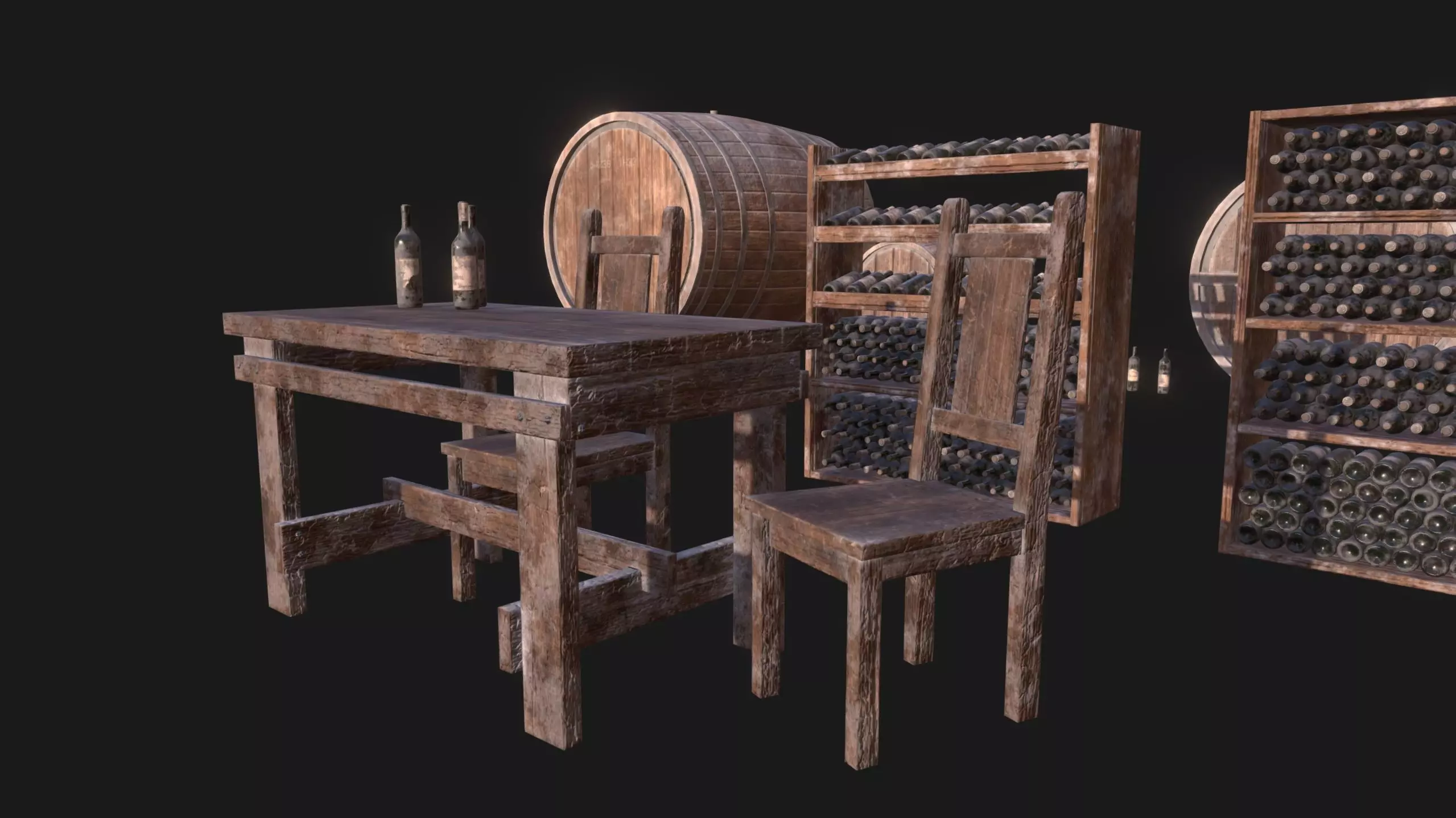 Wine Cellar Pack Low-poly 3D model