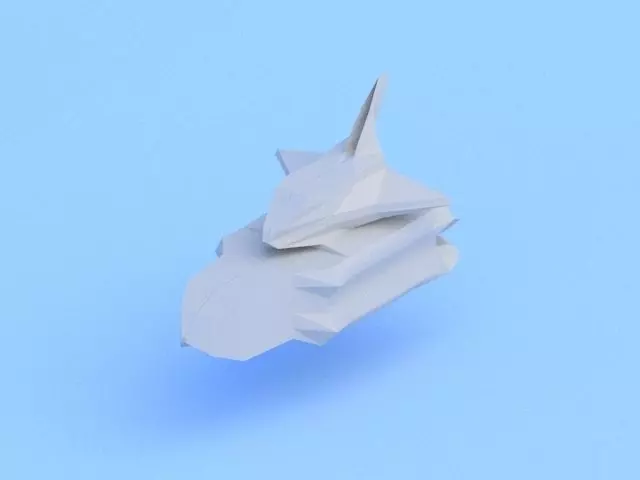 Very low poly spaceship with space shuttle Free low-poly 3D model