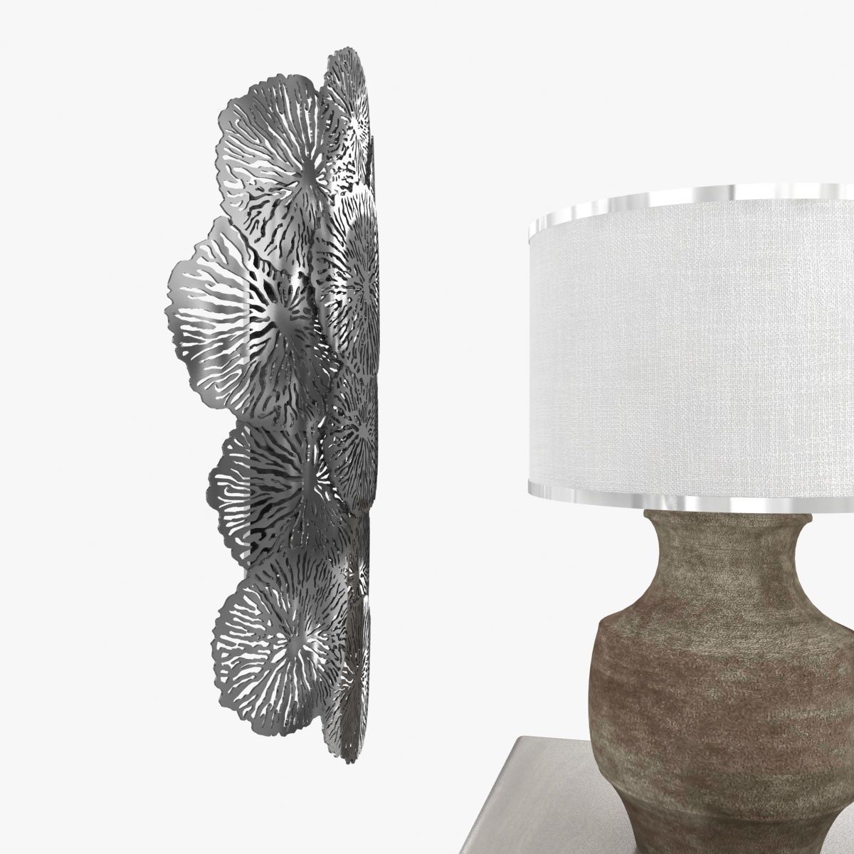 STUDIO A Lily Pad Wall Sconce and custom made cabinet and table  3D model_2