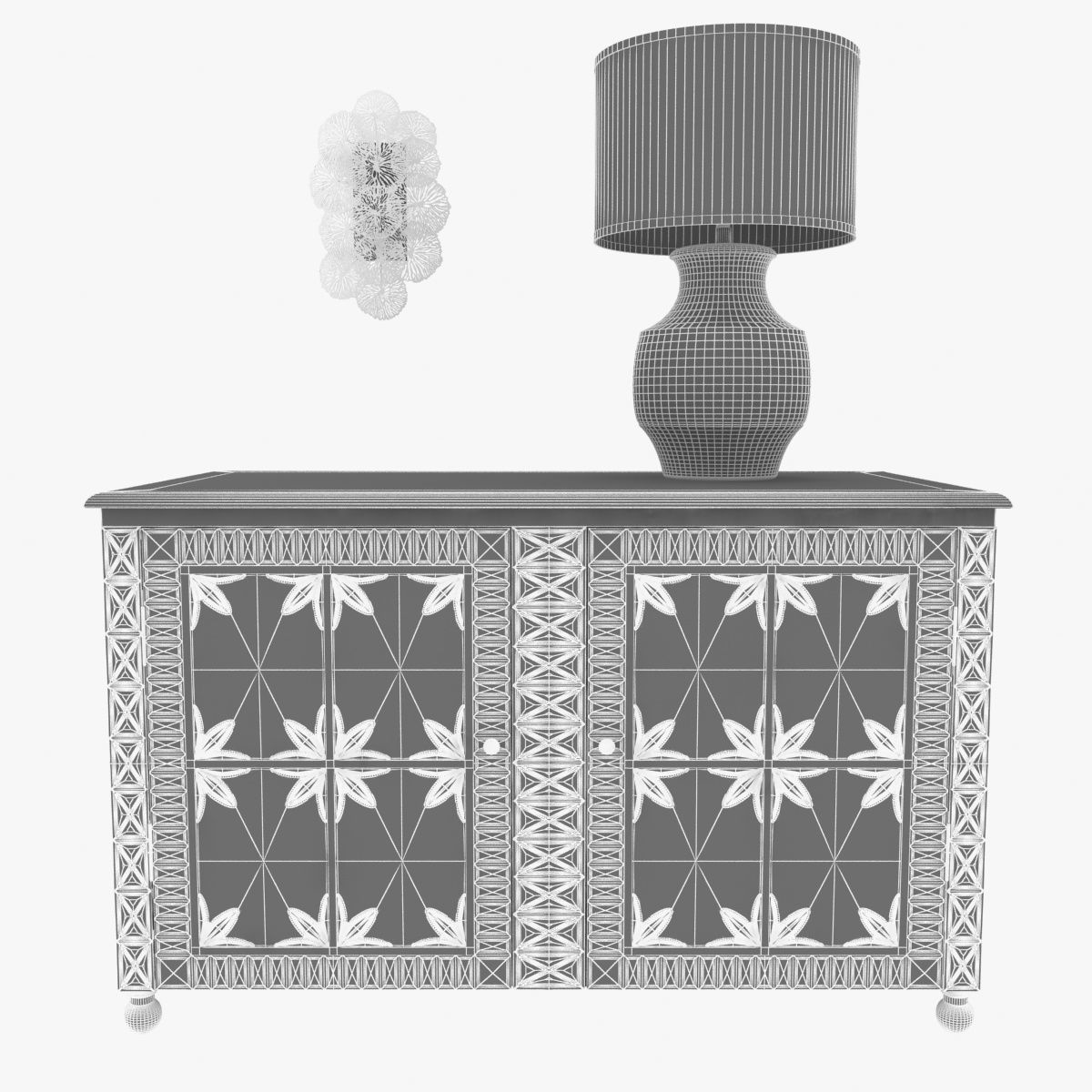 STUDIO A Lily Pad Wall Sconce and custom made cabinet and table  3D model_8