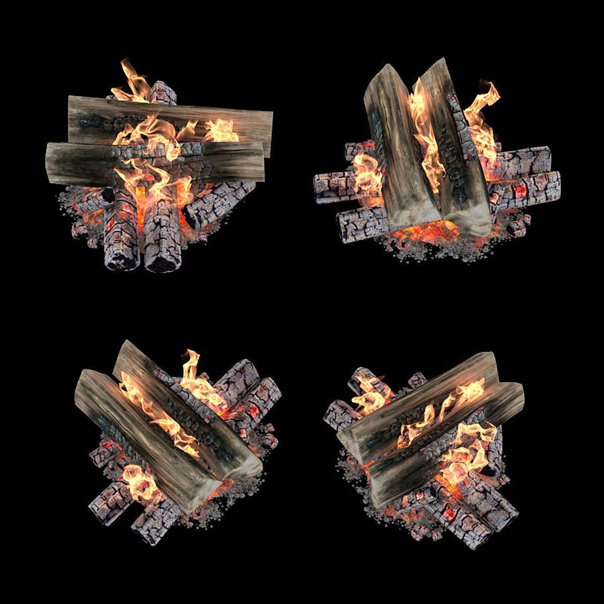 Animated fireplace 3D model_2